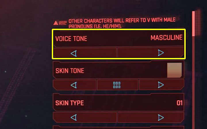 2) The tone of voice selected in the character creator - Cyberpunk 2077: Romances - guide, tips - Romances - Cyberpunk 2077 Guide