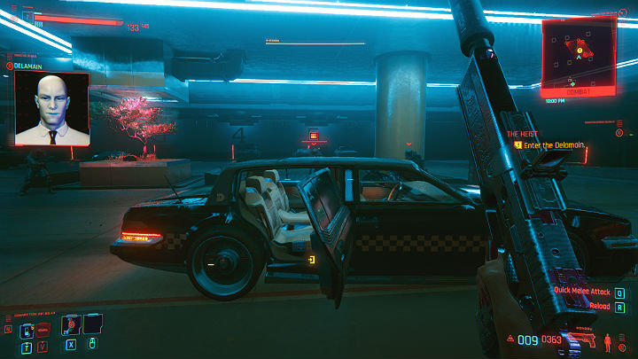 The garage is tightly guarded so you will not get into the vehicle unnoticed - Cyberpunk 2077: The Heist walkthrough - Act 1 - Cyberpunk 2077 Guide