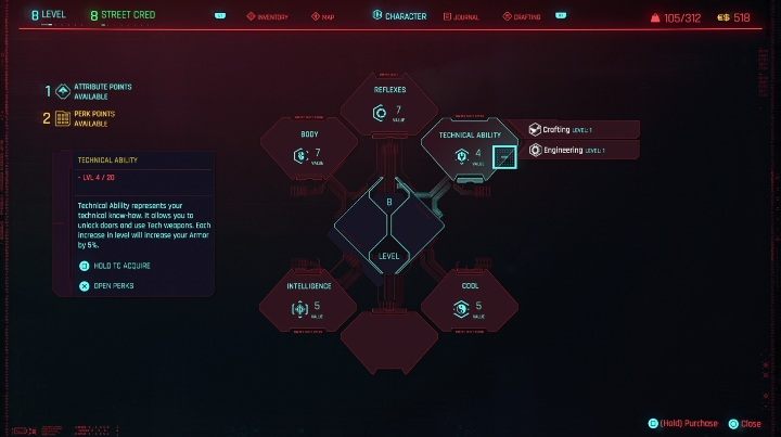 There are five attributes, each corresponding to different statistics and skills - Cyberpunk 2077: Character development - Basics - Cyberpunk 2077 Guide