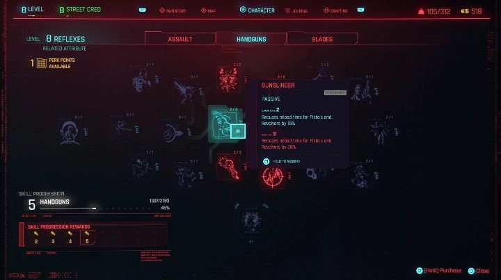 To purchase a given perk, move the cursor over it and press the button/key - Cyberpunk 2077: Character development - Basics - Cyberpunk 2077 Guide