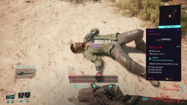 After neutralizing your opponent, get the necessary information: Search the enemy's corpse to find the shard - Cyberpunk 2077: Second Chances - cyberpsycho, walkthrough - Cyberpsycho Sighting - mini-bosses - Cyberpunk 2077 Guide