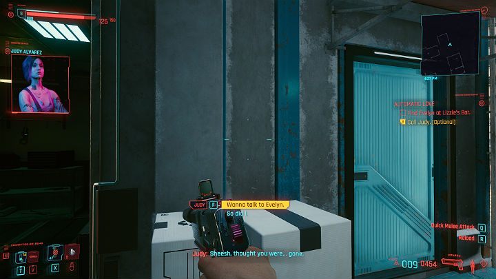 You can start the task with an optional conversation with Judy - Cyberpunk 2077: Automatic Love - a walkthrough - Act 2 - Cyberpunk 2077 Guide