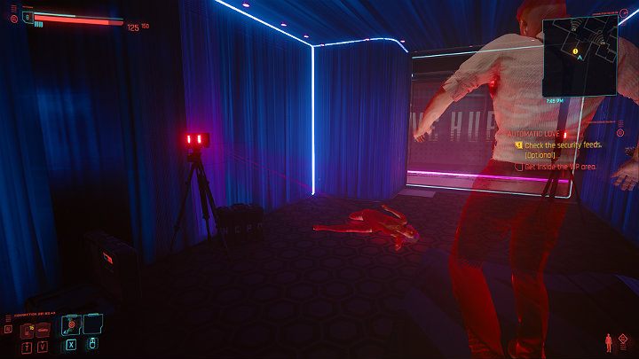 When you turn on the holoprojector, you will see a strange scene from which you can guess that Evelyn Parker suffered some kind of short circuit and behaved strangely - Cyberpunk 2077: Automatic Love - a walkthrough - Act 2 - Cyberpunk 2077 Guide