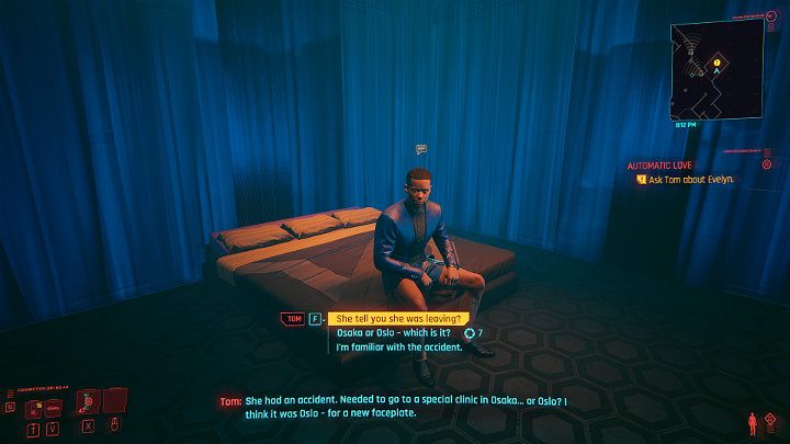 Go to the VIP floor when the security guard walks away and enter the room on the right side of the bar to talk to Tom - Cyberpunk 2077: Automatic Love - a walkthrough - Act 2 - Cyberpunk 2077 Guide