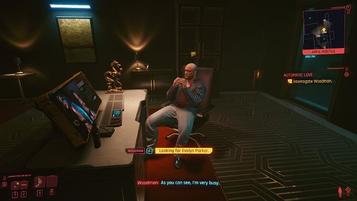 The conversation with Woodman has many scenarios and can end in two ways: peacefully or brutally - Cyberpunk 2077: Automatic Love - a walkthrough - Act 2 - Cyberpunk 2077 Guide