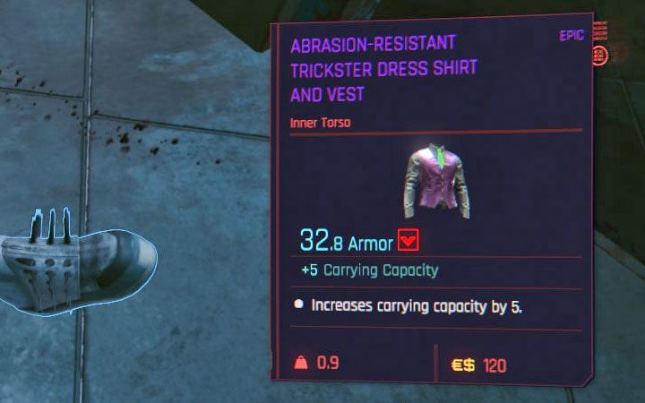 Вы также можете временно увеличить лимит грузоподъемности, надев соответствующие элементы одежды - Cyberpunk 2077: Грузоподъемность - как увеличить?  - V - Руководство по Cyberpunk 2077