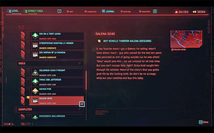 All received offers will be transferred to your journal and placed in a new category – Rides - Cyberpunk 2077: Car – how to steal? - Exploring the Night City - Cyberpunk 2077 Guide