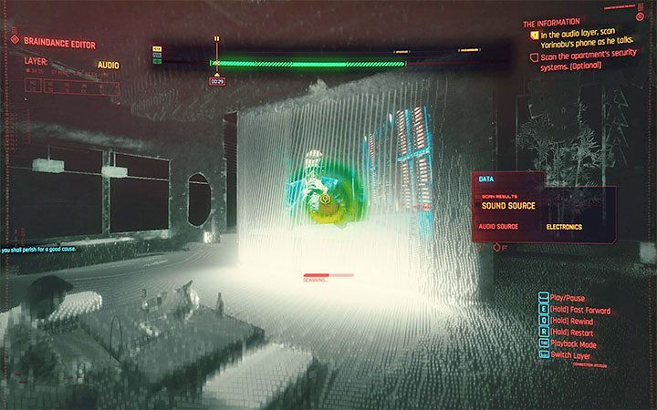 Resume the recording, but stop it at about 30th second - Cyberpunk 2077: Second Braindance - where is the relic? - Puzzle solutions - Cyberpunk 2077 Guide