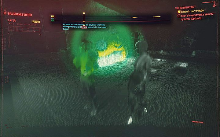 Resume the recording and stay close to Yorinobu to eavesdrop on his phone - Cyberpunk 2077: Second Braindance - where is the relic? - Puzzle solutions - Cyberpunk 2077 Guide