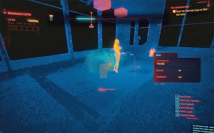 Now go back to around 1:03 - Cyberpunk 2077: Second Braindance - where is the relic? - Puzzle solutions - Cyberpunk 2077 Guide