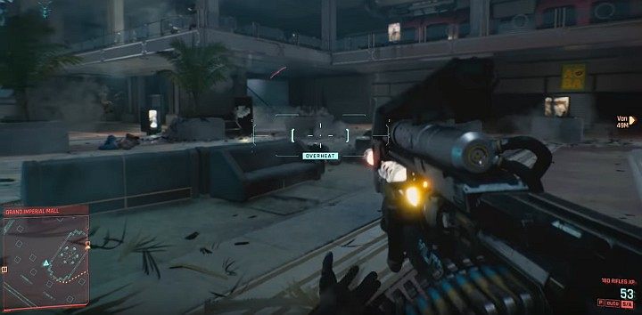 Weapons in Cyberpunk 2077 can overheat, for example, if you keep firing for too long - Combat and stealth in Cyberpunk 2077 - Basics - Cyberpunk 2077 Guide