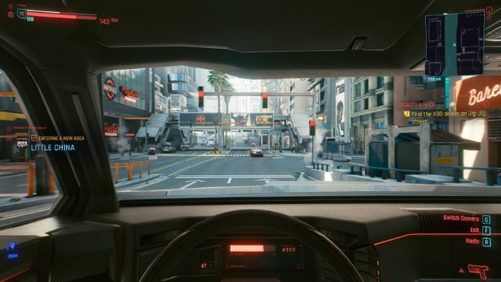 После того, как вы сядете в автомобиль, вы можете решить, какой режим камеры вы хотите использовать - Cyberpunk 2077: Транспортные средства и гараж - Основы - Руководство по Cyberpunk 2077