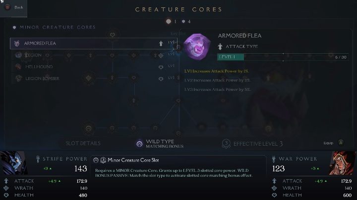 Creature cores are the basis of the character development in Darksiders Genesis - Starting tips for Darksiders Genesis - Basics - Darksiders Genesis Guide