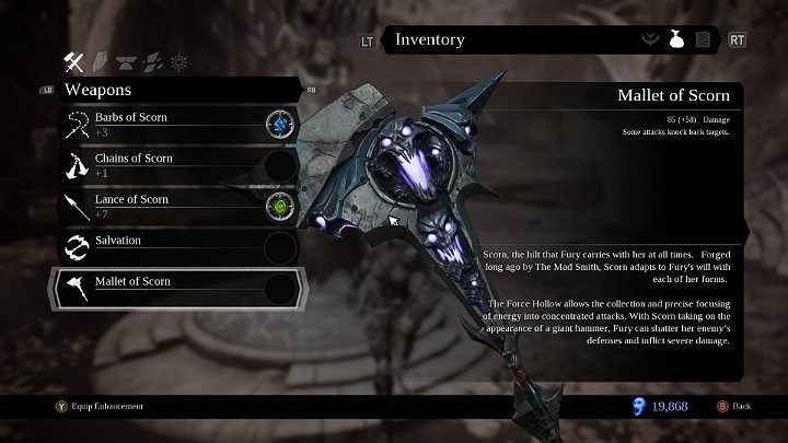 Mallet of Scorn is the fourth weapon available in Darksiders 3 - Weapons in Darksiders 3 - Game basics - Darksiders 3 Guide