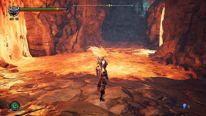 Thanks to the new power you dont have to worry about the flames so you can go through the lava pond - Hollows | Darksiders 3 Walkthrough - Walkthrough - Darksiders 3 Guide