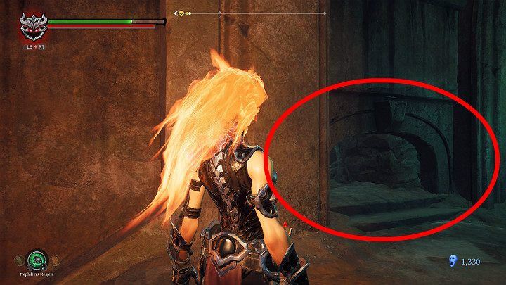 When you break the vases on the left side of the wall you will discover a narrow tunnel - Hollows | Darksiders 3 Walkthrough - Walkthrough - Darksiders 3 Guide