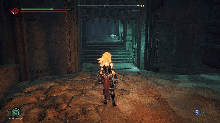 Enter the corridor, which is located to the right of the entrance to the chamber - Hollows - Catacombs | Darksiders 3 Walkthrough - Walkthrough - Darksiders 3 Guide