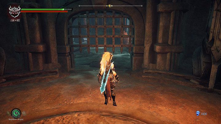 As soon as you hit the crystal, the gate will start to rise - Hollows - Catacombs | Darksiders 3 Walkthrough - Walkthrough - Darksiders 3 Guide