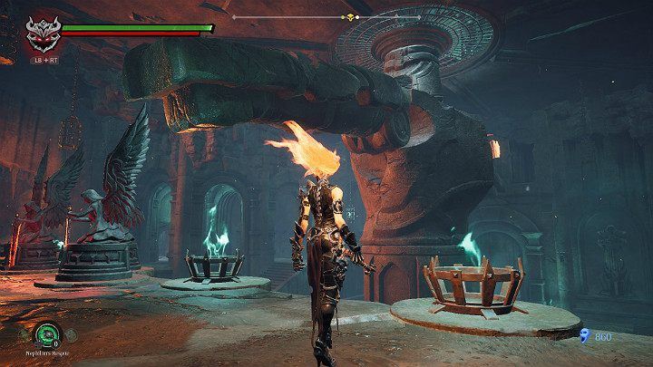 A large statue will set up its arms and create a bridge over which you will be able to walk - Hollows - Catacombs | Darksiders 3 Walkthrough - Walkthrough - Darksiders 3 Guide