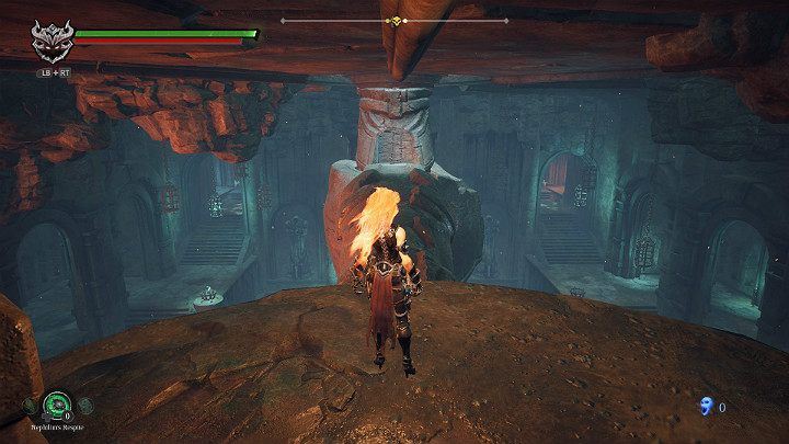 Go up to the top of the room and walk along the bridge to its other end - Hollows - Catacombs | Darksiders 3 Walkthrough - Walkthrough - Darksiders 3 Guide