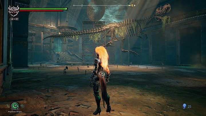 When you manage to jump between all the rock regiments, you will find yourself in a spacious museum room - Hollows - Catacombs | Darksiders 3 Walkthrough - Walkthrough - Darksiders 3 Guide