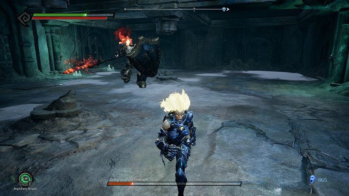 You will find yourself in a room where you will be forced to fight the Templar of the Damned - Forgotten Lake | Darksiders 3 Walkthrough - Walkthrough - Darksiders 3 Guide