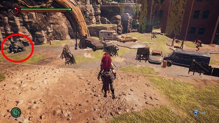 When you reach this location, your biggest threat will be a sleeping opponent who has been marked with a red circle - West End | Darksiders 3 Walkthrough - Walkthrough - Darksiders 3 Guide