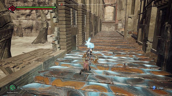 When you reach the conveyor belt, you must use the freezing essence to immobilize the mechanism - The Lowlands | Darksiders 3 Walkthrough - Walkthrough - Darksiders 3 Guide