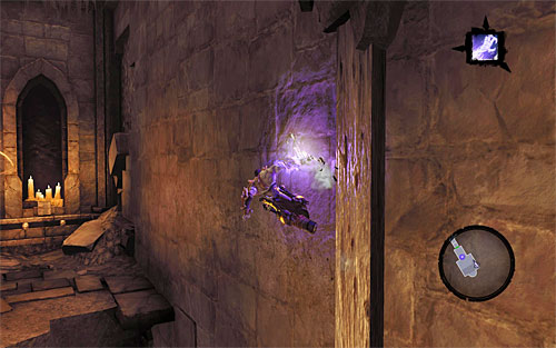 Finally, run on the left wall (the above screen) to get to the top balcony - Resurrect Phariseer (2) - Phariseer - Darksiders II - Game Guide and Walkthrough