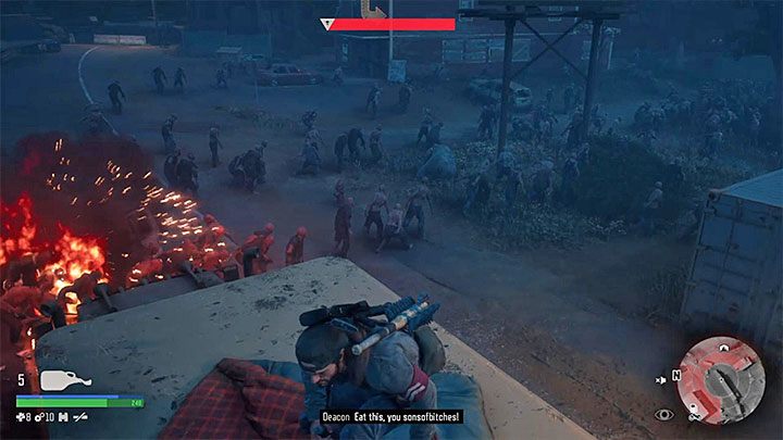Throw one or two Napalm Molotov into the Horde at the beginning of the battle - Days Gone: Horde of Chemult - how to beat? - FAQ - Days Gone Guide