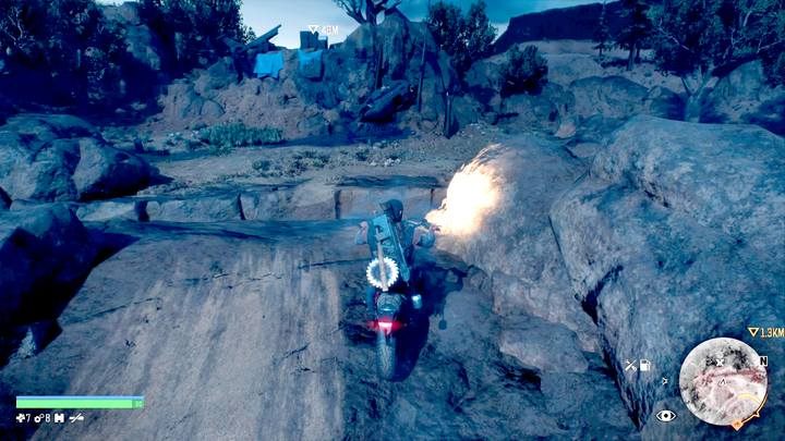 Jump next to the helicopter, using a motorcycle. - Map of important locations in Belknap - Belknap region maps - Days Gone Guide