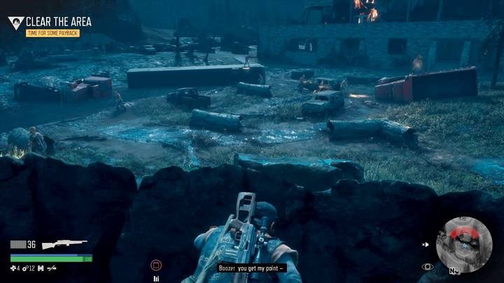 Try not to be detected - after a while Boozer will throw several smoke grenades into the area. - Keep Them Safe | Days Gone Walkthrough - Main storyline - Days Gone Guide