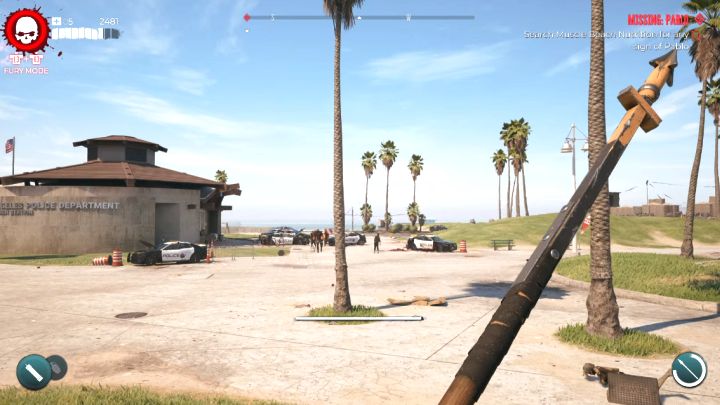 Ein guter Ort, um die Trophäe zu verdienen, ist in der Nähe der Polizeistation von Venice Beach – Dead Island 2: Wie wirft man eine Waffe 35 Meter weit?  - FAQ – Leitfaden zu Dead Island 2