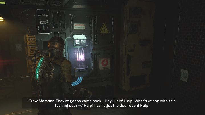 Erreichen Sie die verschlossene Tür und führen Sie einen Nahkampfangriff auf die Konsole an der Wand aus (Screenshot oben) – Dead Space Remake: Neuzugänge – Hauptmissionen – Dead Space Remake Guide