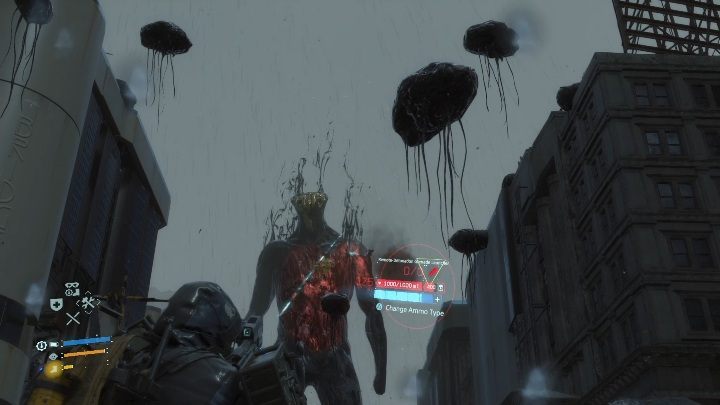 You can quickly defeat the opponent by shooting at its chest - Chapter 9 - Higgs | Death Stranding Walkthrough - Main story - Death Stranding Guide