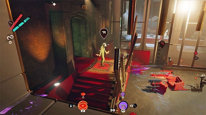 The alternative idea is to go back to the previous room and set the buttons on the controller differently so that Alexis will stop dancing - Deathloop: Devouring of the Lambs - walkthrough - Visionary Leads - Deathloop Guide