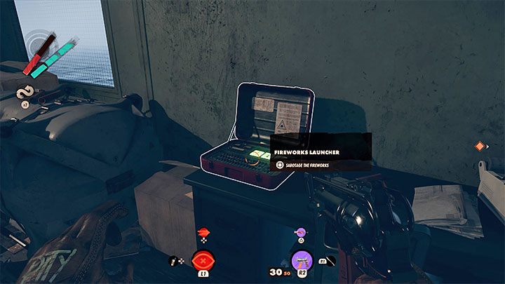 Inside the container, examine Fireworks Launcher - Deathloop: Ballad of Ramblin Frank - walkthrough - Visionary Leads - Deathloop Guide