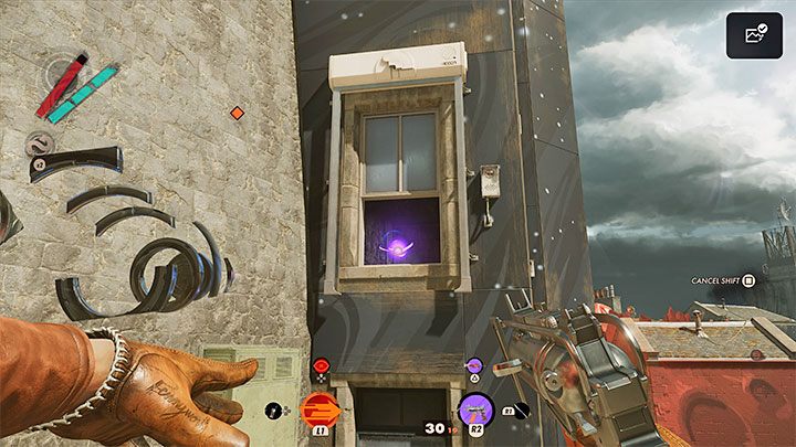 Your journey through the castle is similar to the one during the Space Invader mission, so you can enter combat, look for stealth opportunities, alternate paths (such as teleporting to shutters or onto far-away parts of the roof) or avoid enemies - Deathloop: What Wenijes Want - walkthrough - Visionary Leads - Deathloop Guide