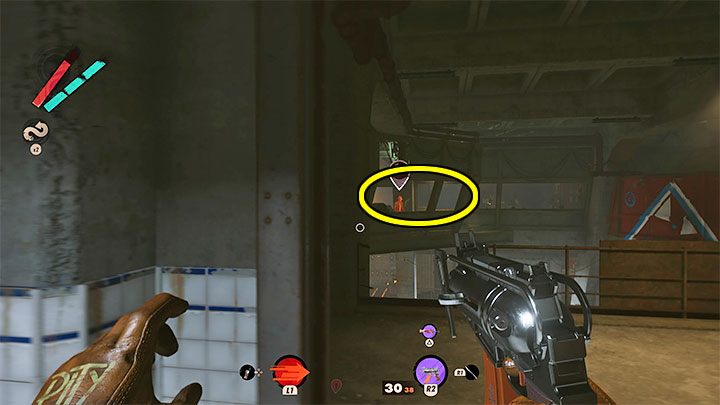 Inside the reactor area, you're at the highest detection risk, as you can be easily spotted by one of the two enemies in the upper control room - Deathloop: Afternoon Delight - walkthrough - Visionary Leads - Deathloop Guide
