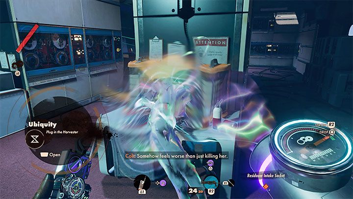 Get the device to the last defeated Wenjie, and use it on her suck up the remains and get Residuum - Deathloop: Ubiquity - walkthrough - The clues of the arsenal - Deathloop Guide