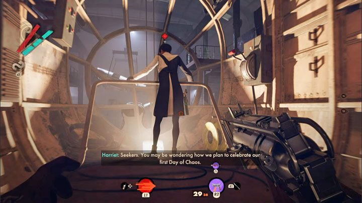 Bypassing the laser traps will allow you to reach the area behind Harriet - Deathloop: Chaos Theory - walkthrough - Visionary Leads - Deathloop Guide