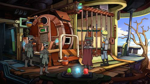 At some point during your conversation, Organons soldiers enter the room, asking about Goal - Contact Cletus | Part 1 - Kuvaq - Part 1 - Kuvaq - Deponia Game Guide & Walkthrough