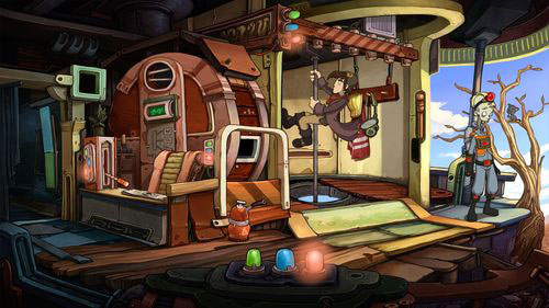 In the same time the cell will transform into fire brigade station, so Rufus will have no problem with escaping - Contact Cletus | Part 1 - Kuvaq - Part 1 - Kuvaq - Deponia Game Guide & Walkthrough
