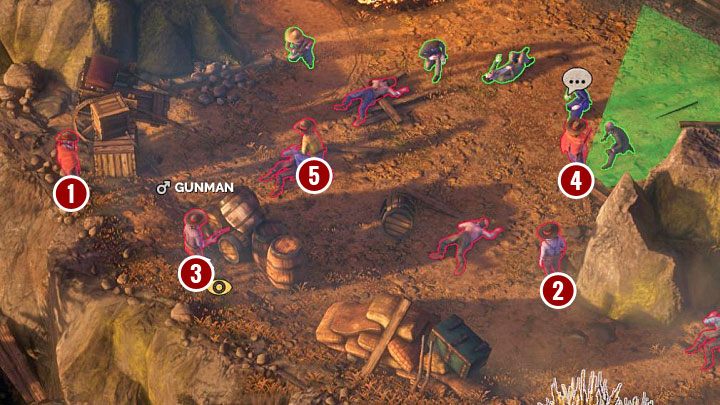 Point 2 - The hostages are being held in an area with five bandits - Desperados 3: Civilians - how to save? - FAQ - Desperados 3 Guide