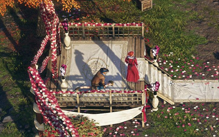 The main purpose of visiting the wedding field is to reach the altar where the maid is staying (M4,15) - Desperados 3: Escape from the estate - mission 4, walkthrough - Mission 4 - Until Death Do Us Part - Desperados 3 Guide