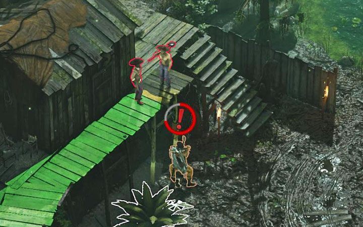 Next step will be to take care of the opponents in the western part of the village (M11,14) - Desperados 3: Open the cages and free Wayne - mission 11, walkthrough - Mission 11 - Burn the Queen - Desperados 3 - game guide