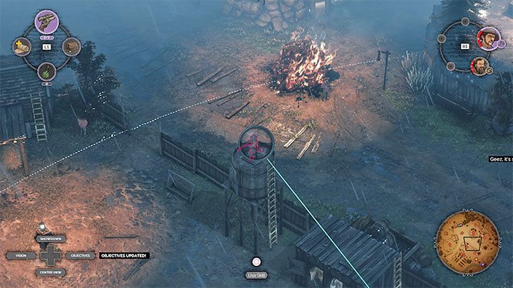 The third Long Coat is near a Horse Pen located in the middle of the map (M5,9) - Desperados 3: Kill Long Coats - mission 5, walkthrough - Mission 5 - The Magnificent Five - Desperados 3 - game guide