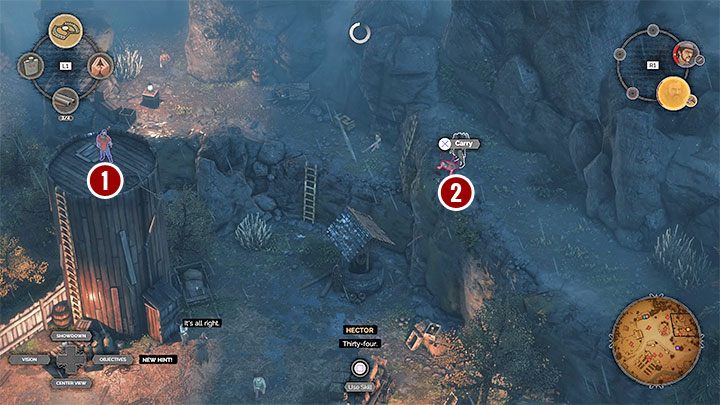 The fifth Long Coat is residing near a Grain Silo located on the ranch (M5,10) - Desperados 3: Kill Long Coats - mission 5, walkthrough - Mission 5 - The Magnificent Five - Desperados 3 - game guide
