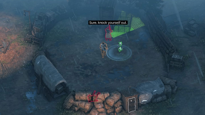 The 7th Long Coat resides near the Chicken Coop (M5,8) located close to the Lumber Hut and the main square - Desperados 3: Kill Long Coats - mission 5, walkthrough - Mission 5 - The Magnificent Five - Desperados 3 - game guide