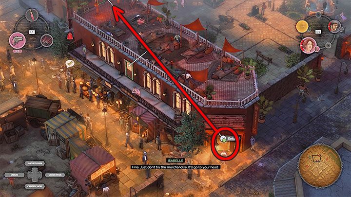 All the heroes start their mission in the same place (M10,1) and initially, you dont have to sneak around because youre in a public area of the city - Desperados 3: Get a disguise and eavesdrop on convo - mission 10, walkthrough - Mission 10 - Back Alley Jazz - Desperados 3 - game guide